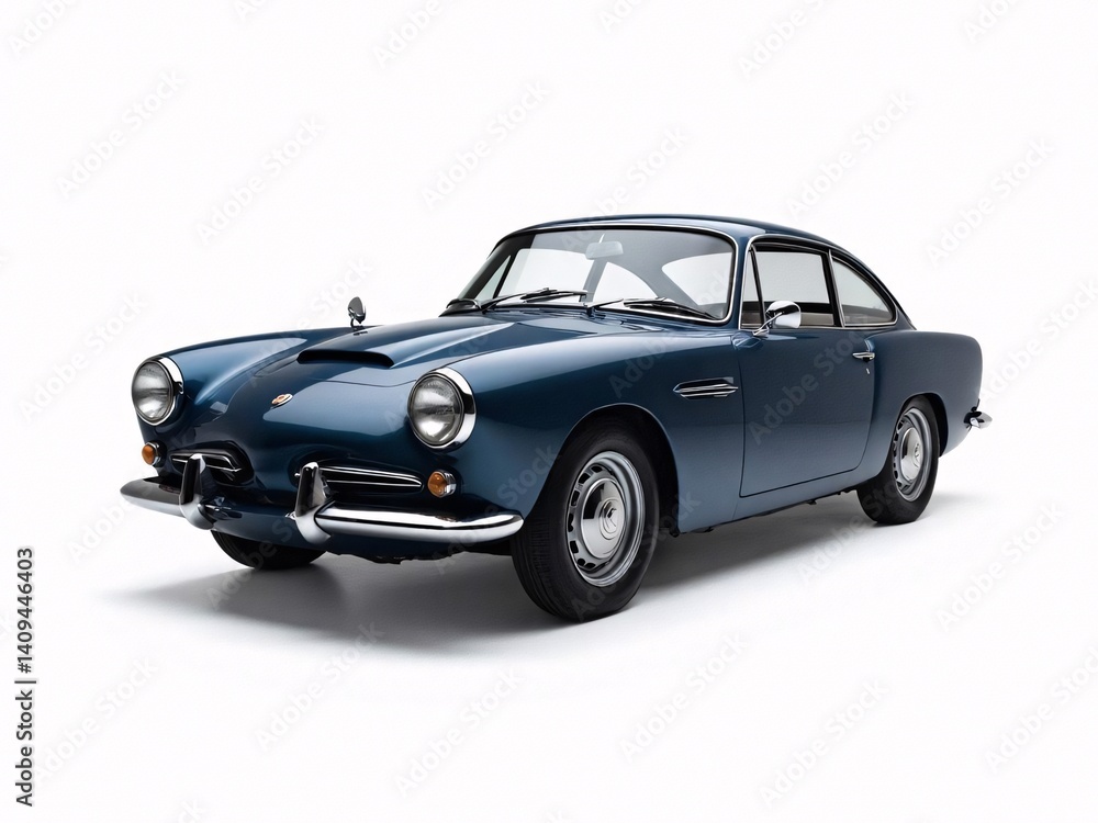 Obraz premium vintage blue car isolated on white