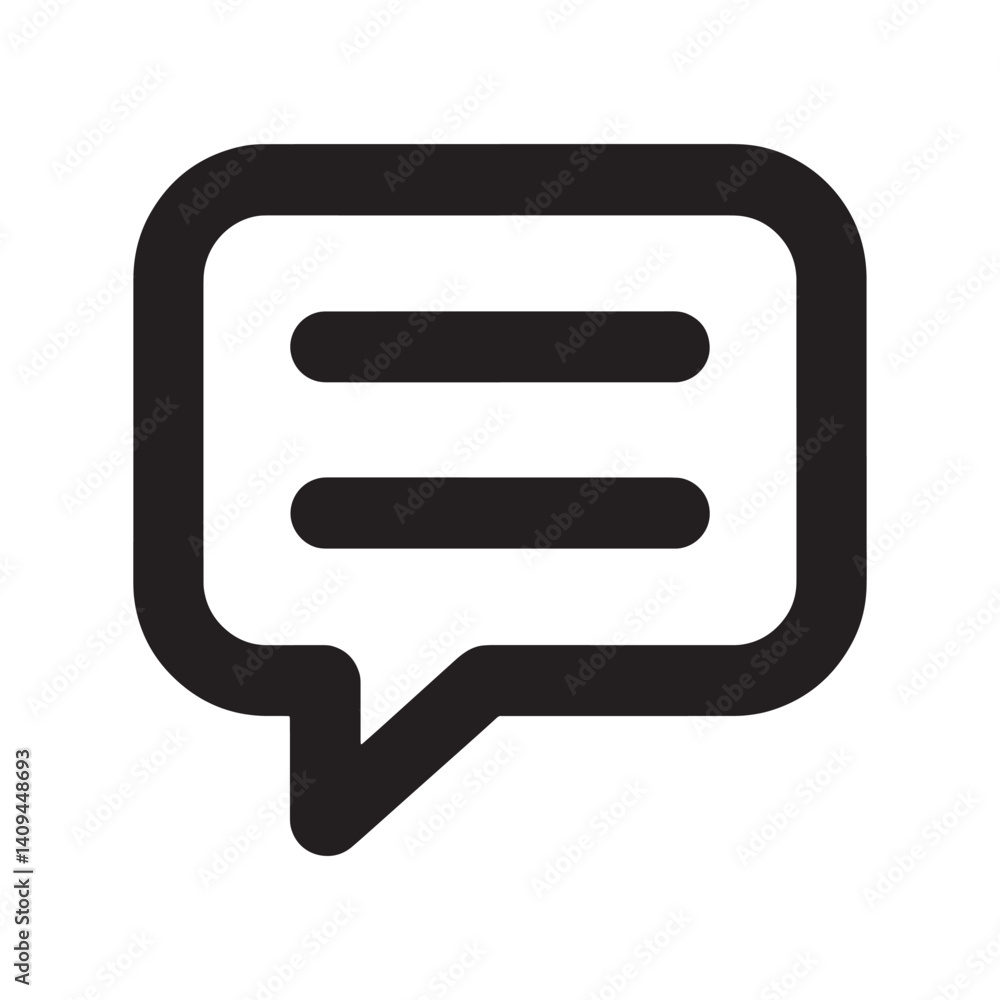 Chat Bubble Icon with Three Horizontal Lines for Messaging and Digital Communication Editable Vector Illustration isolated on a white background Chat Bubble Icon with Three Horizontal Lines for Messaging and Digital Communication Editable Vector Illustration isolated on a white background