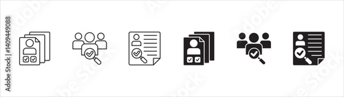 Business employee selection icon set. Professional worker qualification icons. Contains symbol of management, lecture, mentoring, expert, qualified worker, learning, selection. Vector illustration