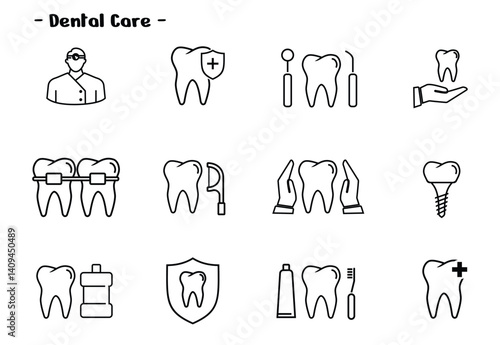 Dental care icon set, for health information and data needs, editable vector eps 10.