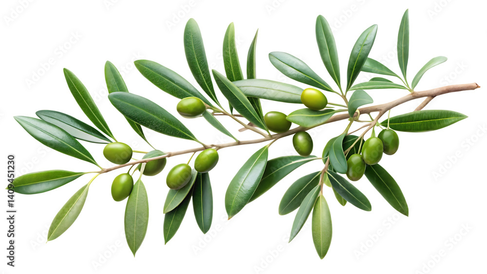 branch of a olive tree with leaves isolated on white background PNG, AI GENERATED branch of a olive tree with leaves isolated on white background PNG, AI GENERATED