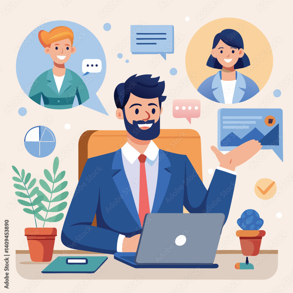 Businessman in a virtual meeting Businessman in a virtual meeting