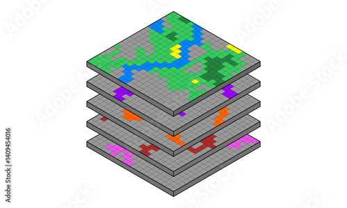 Rhombus overlay layer looks like a Geographic Information System analysis. Vector Map Illustration.