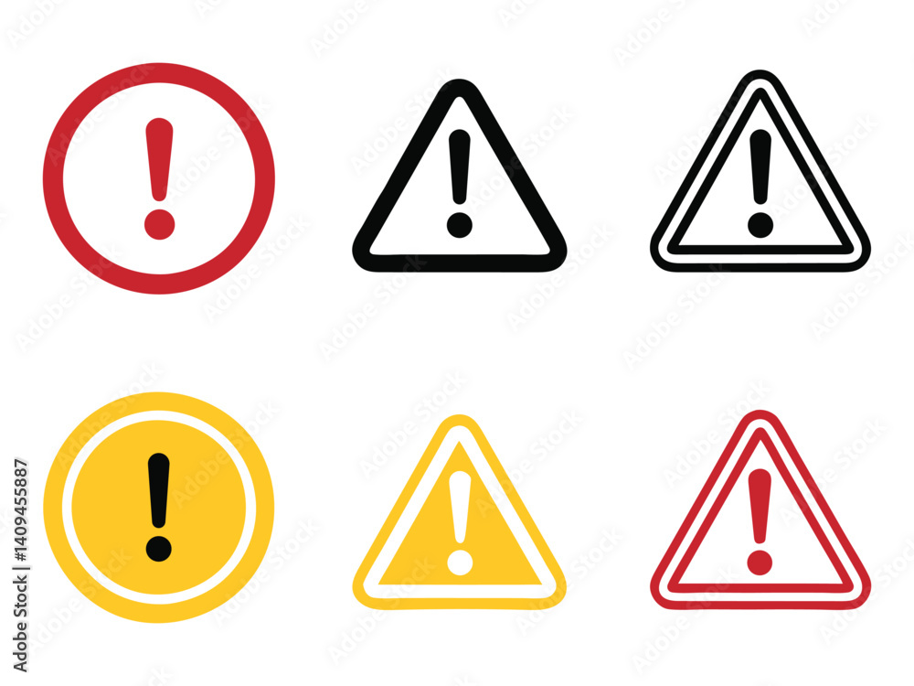 Danger Caution Alert Warning Icons – Exclamation Mark Triangle and Circle Signs
Danger Caution Alert Warning Icons – Exclamation Mark Triangle and Circle Signs