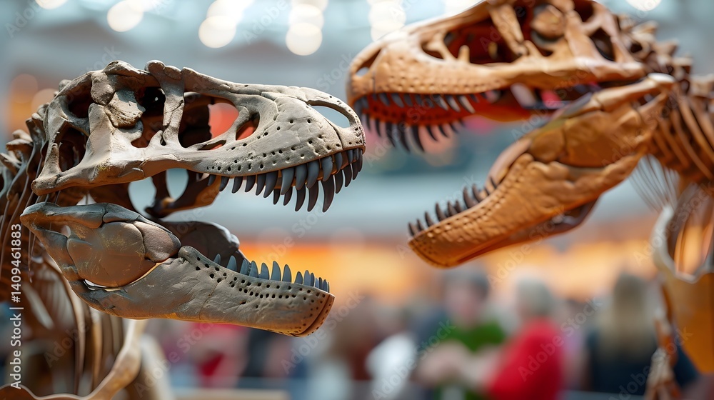 Dinosaur fossils on display at a natural history museum