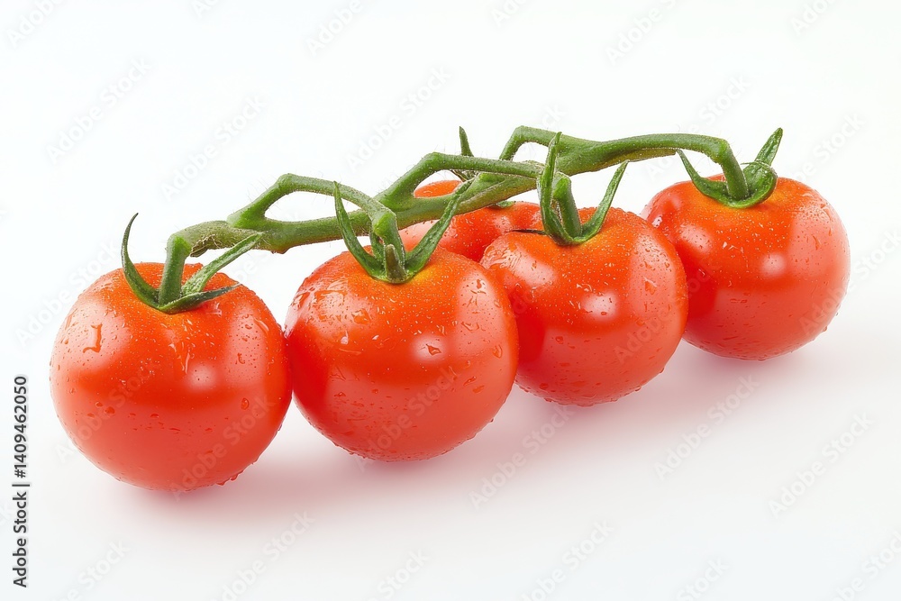 Vine of fresh red tomatoes isolated on white background Vine of fresh red tomatoes isolated on white background