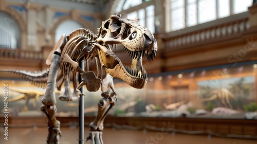 Obraz na płótnie Dinosaur skeleton fossil on display in a museum w salonie