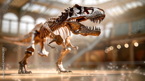 Obraz na płótnie Dinosaur skeleton fossil on display in a museum w salonie