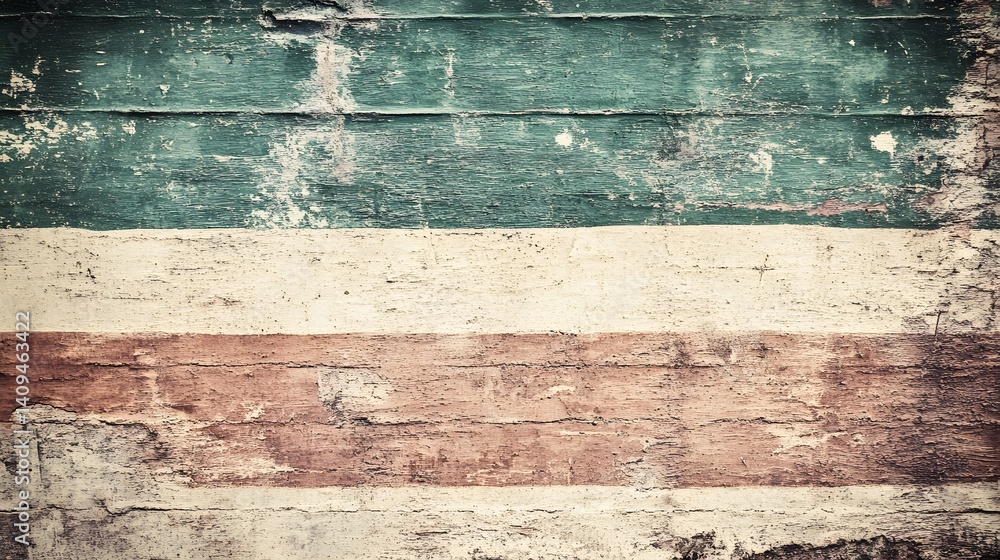 Fototapeta premium Grunge Textured Wall with Horizontal Stripes, Vintage Background, Weathered Paint