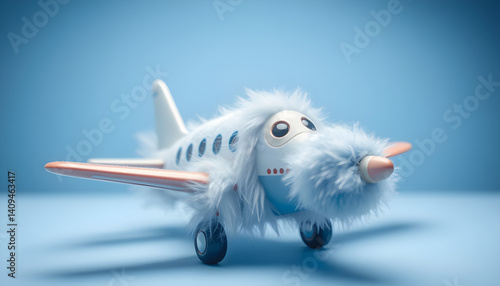 Obraz na płótnie Playful Airplane: Whimsical airplane character, complete with googly eyes, soft fur, and cheerful demeanor, inviting a sense of wonder and playfulness w salonie