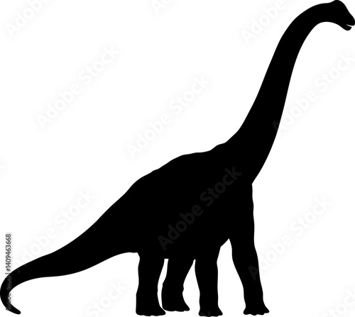 A majestic Brachiosaurus dinosaur silhouette stands against a transparent background a perfect prehistoric reptile illustration