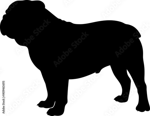 Majestic Bulldog Silhouette Standing Profile a powerful canine breed illustration perfect for logos designs and more