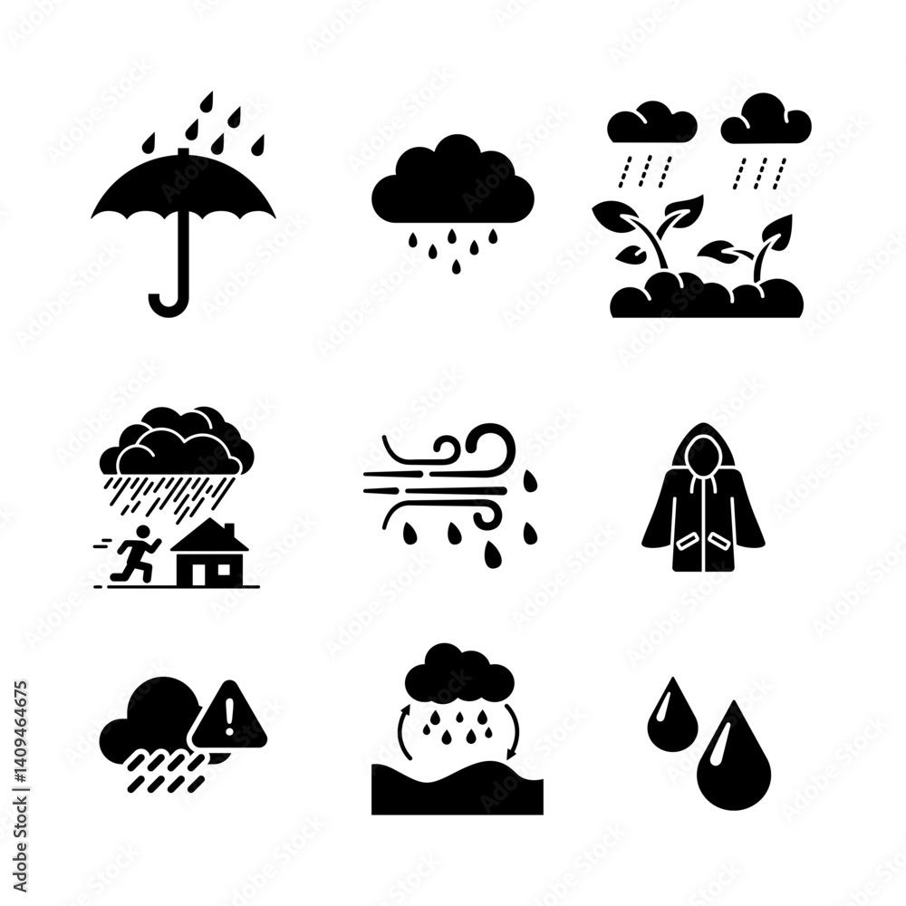 Weather Line Icons. Rain, illustation vector. Weather Line Icons. Rain, illustation vector.