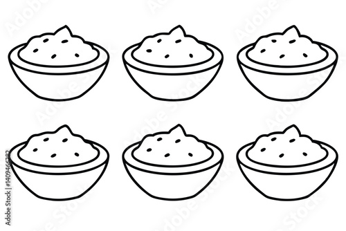 guacamole line art vibrant organic avocado dip illustration