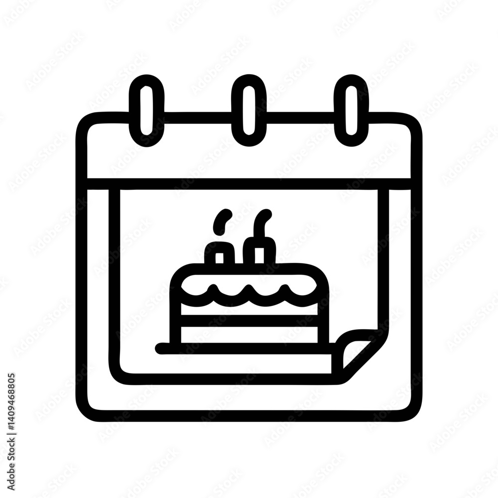 Fototapeta premium Calendar with Cake Symbol Representing Birthday Celebration and Event