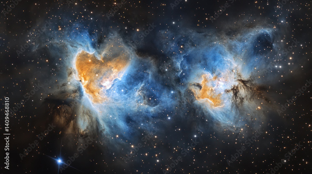 Fototapeta premium Celestial Tapestry: A Stunning Nebula Display of Cosmic Gas and Star Birth