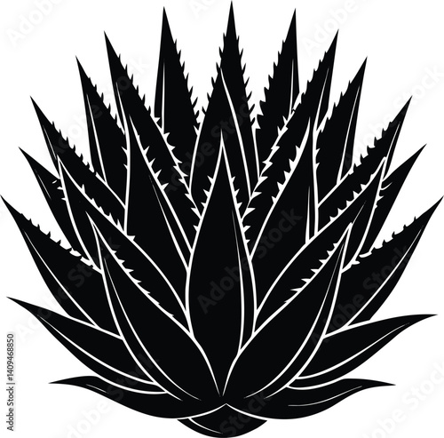 Aloe Vera Silhouette Black Vector | Medicinal Plant, Herbal & Nature Design