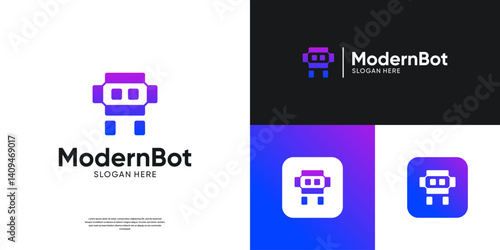 Abstract letter A bot logo design. Abstract virtual assistant robot tech logo.