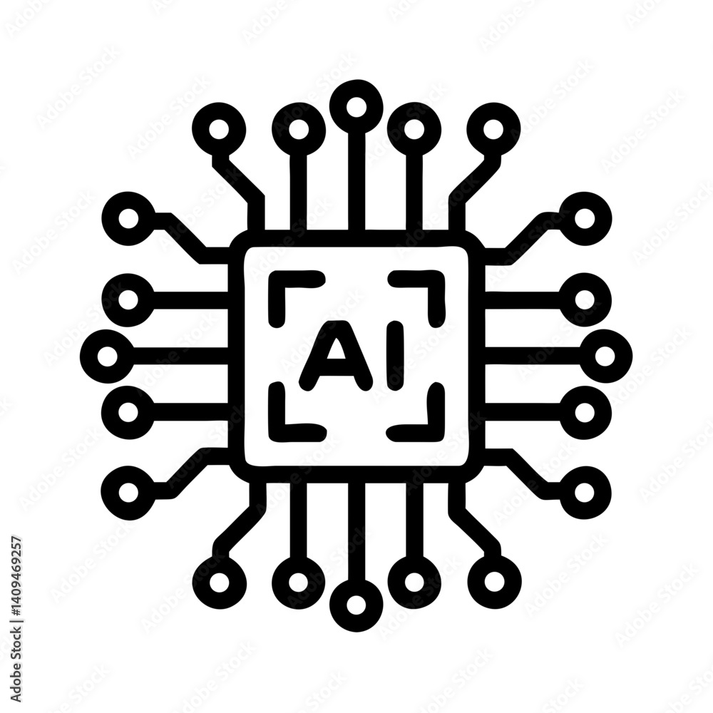 Naklejka premium Chip Circuit Board Icon Representing Integrated Technology and System Connectivity