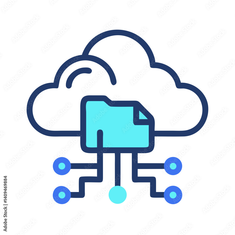 Cloud with Folder Icon Representing AI Data Storage and Cloud Computing Cloud with Folder Icon Representing AI Data Storage and Cloud Computing