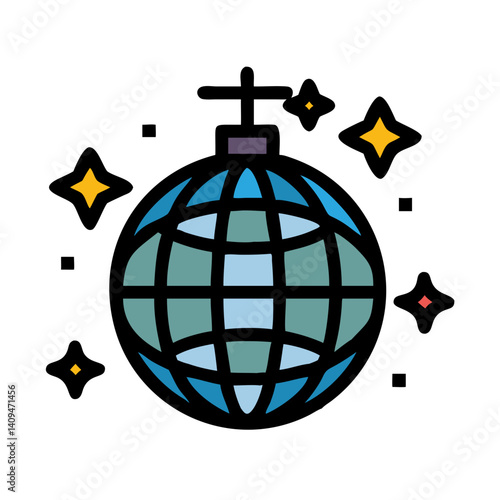 The Disco Ball Icon represents dance Party Decor and Nightlife