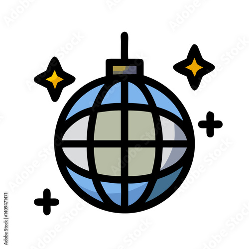 The Disco Ball Icon represents dance Party Decor and Nightlife