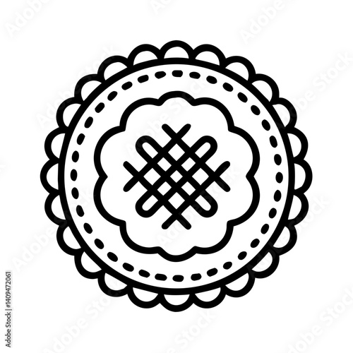Embroidered Patch Icon Representing Decorative Textile Art and Craft