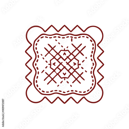 Embroidered Patch Icon Representing Decorative Textile Art and Craft