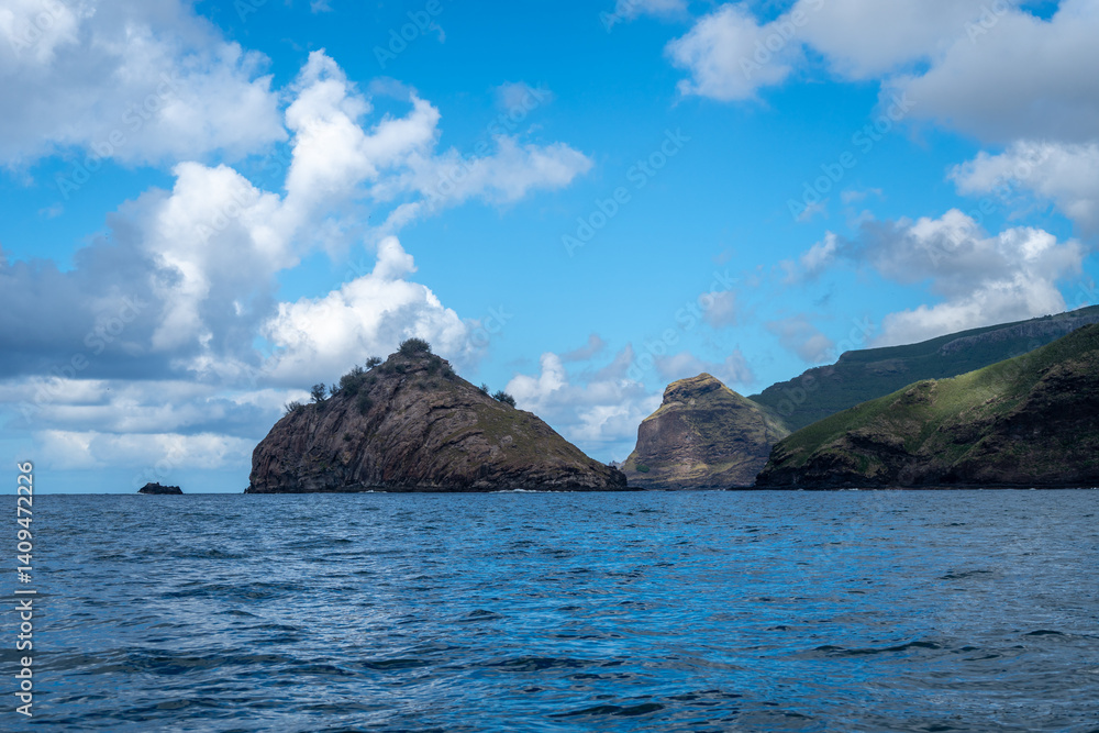 Cliffs along the coast between Taiohae and Hakaui, Nuku Hiva, French Polynesia