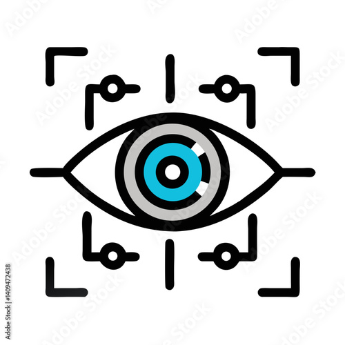 Eye with Scanner Frame Icon Representing AI Vision and Machine Learning