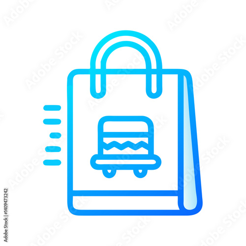 Fast Shopping Bag Icon Representing Online Food Delivery and Quick Grocery Service