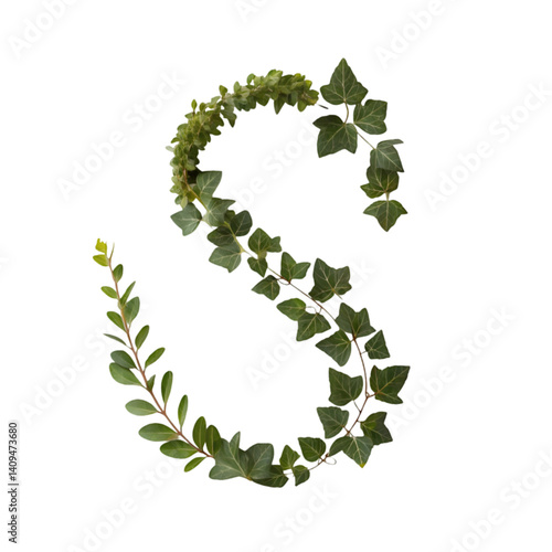 Wallpaper Mural S letter made with green leaves isolated on transparent background Torontodigital.ca