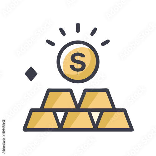Gold Bar with Dollar Icon Representing Investment and Wealth Management