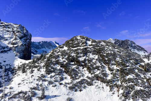 Obraz na płótnie Der Waxenstein, Gebirgsgruppe im Wettersteingebirge Nahe Grainau/Garmisch-Partenkirchen (Bayern) w salonie