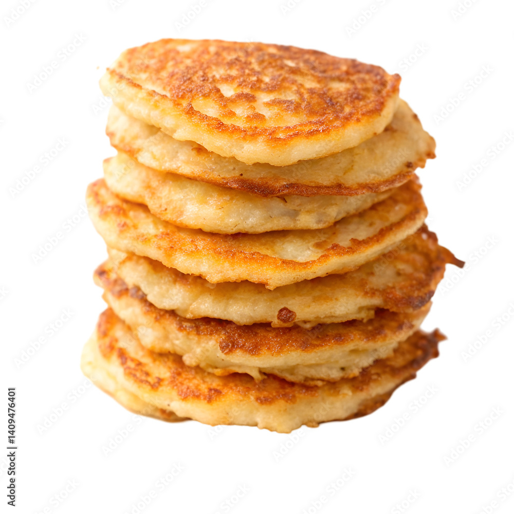 Stack of potato pancake isolated on transparent background Stack of potato pancake isolated on transparent background