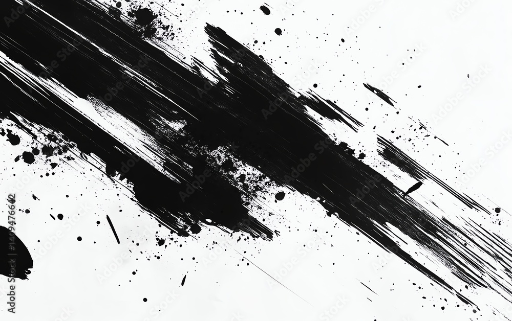 Abstract black ink brush strokes on white background Abstract black ink brush strokes on white background