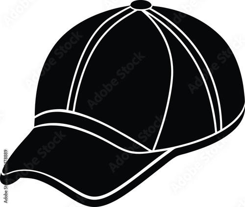 Golf Hat Silhouette Black Vector | Sports Cap, Outdoor Game & Athlete Style Design