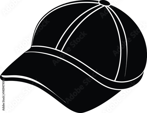 Golf Hat Silhouette Black Vector | Sports Cap, Outdoor Game & Athlete Style Design