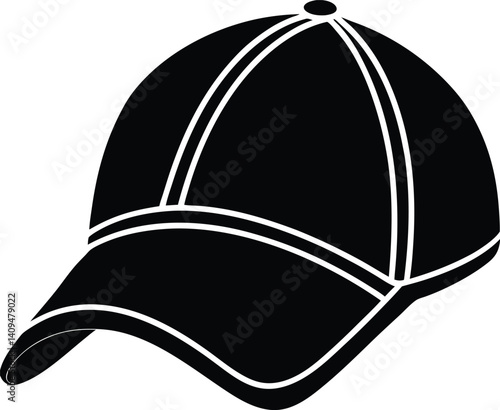Golf Hat Silhouette Black Vector | Sports Cap, Outdoor Game & Athlete Style Design