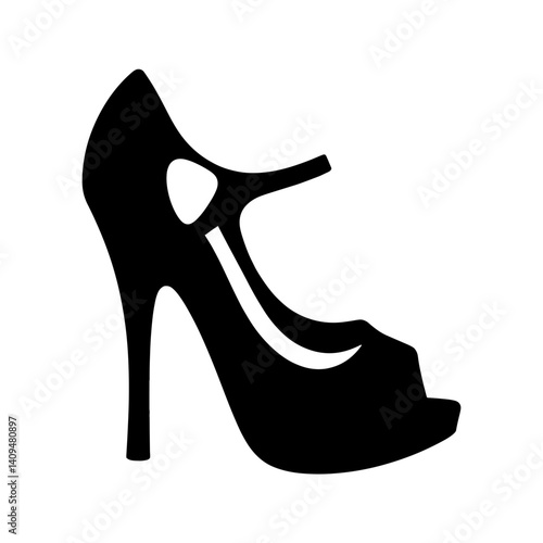 Elegant high heel silhouette on a white background, footwear fashion