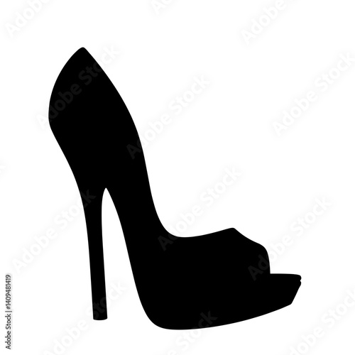 Elegant silhouette of high heels on white background, fashion concept