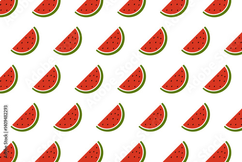 vector background seamless pattern of watermelon sliced and random pattern of watermelon seeds on white background,flat design .
