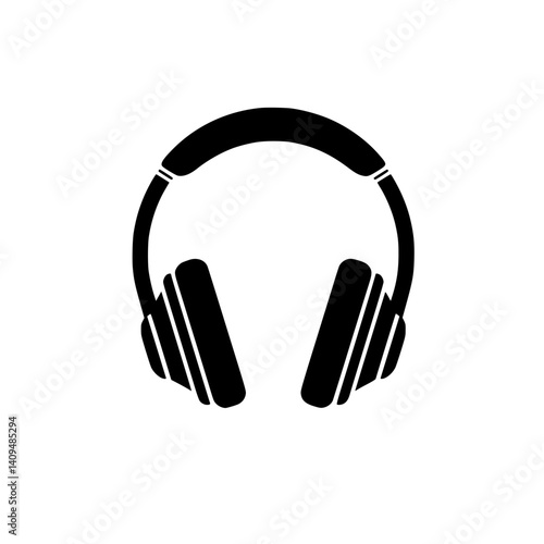 Vector illustration of black headphones. Sounds in public spaces, respect for others while listening music. Ear protection from high decibels issue