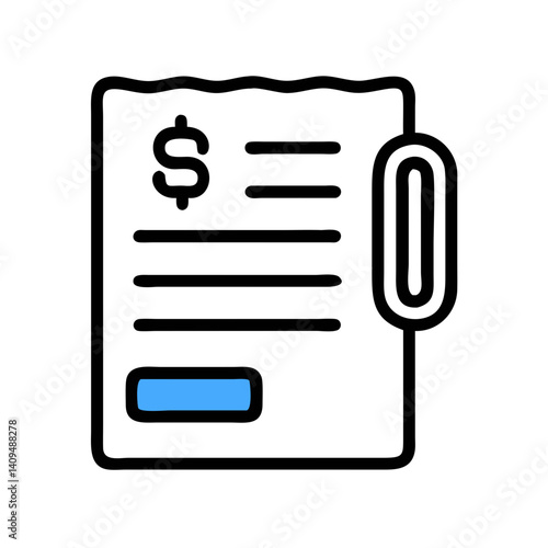 Receipt with Clip Icon Representing Invoice Attachment