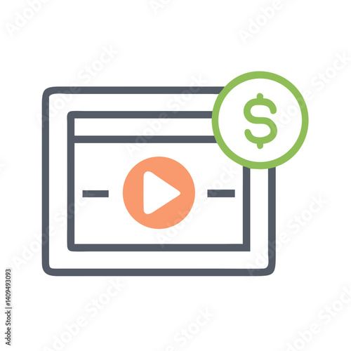 Video with Money Icon Representing Paid Content