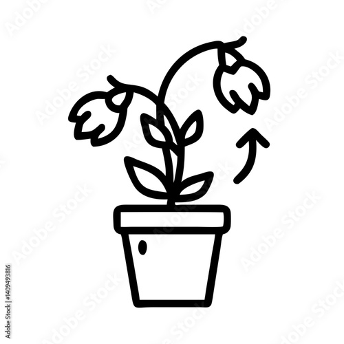 Wilting Flower in Pot Icon Representing Natural Decay