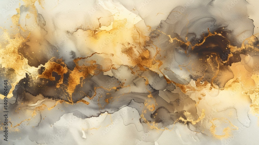 Abstract watercolor design with gold bronze and deep brown hues creating an elegant and luxurious artistic backdrop Abstract watercolor design with gold bronze and deep brown hues creating an elegant and luxurious artistic backdrop