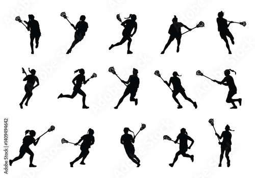 lacrosse silhouettes, female lacrosse silhouette