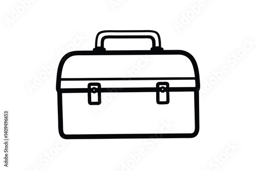 Graphic Toolbox Illustration Black And White Outline Simple Design Perfect For Diy And Craft Projects Isolated