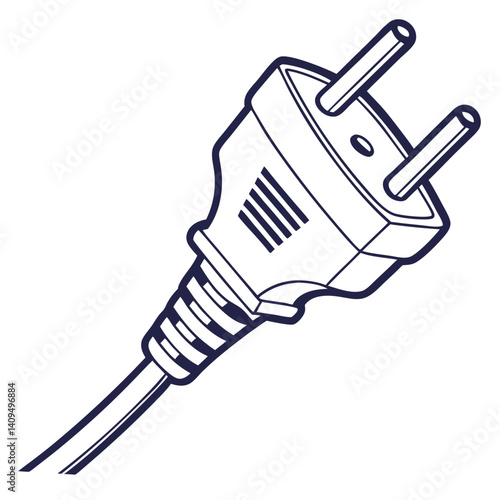 Electric Power Plug Icon Line Art Vector Illustration Design